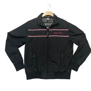 Vintage Y2K Maui and Sons Black  Windbreaker Jacket Full Zip SMALL Surfer Shark